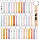 PU Leather Keychain Blanks Bulk Laser Engraving Blanks Keychain Kit with Key Rings for DIY Key Chains Craft (3.9 x 0.7 Inches, Bright Colors)