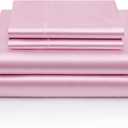 Vonty Satin Sheets Full Size Silky Soft Satin Bed Sheets Pink Sheet Set, 1 Deep Pocket Fitted Sheet + 1 Flat Sheet + 2 Pillowcases