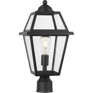 Large Outdoor Post Light Fixture, Colonial Exterior Pillar Lantern with Black Finish & Clear Glass, Vintage Pier Mount Pole Light Lamp for Garden, Backyard, Courtyard, Patio, Pathway, Walkway