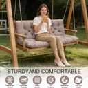Porch Swing Cushions, Outdoor Swing Replacement Cushions 3 Seater with Backrest, Waterproof Bench Cushion with Ties,for Patio,Porch, Garden,Backyard (Khaki 60 * 40 in)