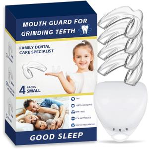 4 Pack Kids Mouth Guards for Teeth Grinding, Small Size, Comfortable Night Guard for Kids, Professional Mouth Guards, Effective for Clenching Teeth