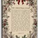 PQKIY Vintage Christian Christmas Wall Art,Religious Nativity Bible Verse Scripture Xmas Decor,Christmas Berry Wreath Holiday Wall Art for Farmhouse Home Bedroom Living Room,11x14 Inch