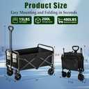 Collapsible Wagon Cart Foldable 37" L 480lbs Capacity, Heavy Duty Beach Wagon, Shopping Carts with Wheels for Grocery, Camping, Shopping, Beach, Fishing, Garden Cart