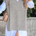 Viottiset Women's Oversized V Neck Knit Sweater Vest Tunic Sleeveless Pullover Top (S)