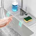 14.6'' Faucet Mat for Kitchen Sink [5Slope Fast Self-draining] Kitchen Sink Splash Guard Silicone Kitchen Sink Faucet Mat Splash Guard for Kitchen Sink Area Faucet Guard Draining Mat Light Gray