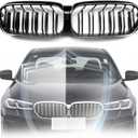G30 Front Kidney Grille - Double Slats, Glossy Black, Compatible with 2021-2023 BMW 5 Series (520i, 530e, 530i, 540i, M550i xDrive), Premium ABS Construction