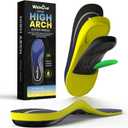High Arch Support Orthotics Insoles - Welnove Plantar Fasciitis Pain Relief Shoe Inserts for Flat Feet, Foot Pain, Heel Spurs - Fatigue Reduce All-Day Standing Work Boot Insoles Men & Women (M) (M: Men 8-9|Women 9-10, Yellow)