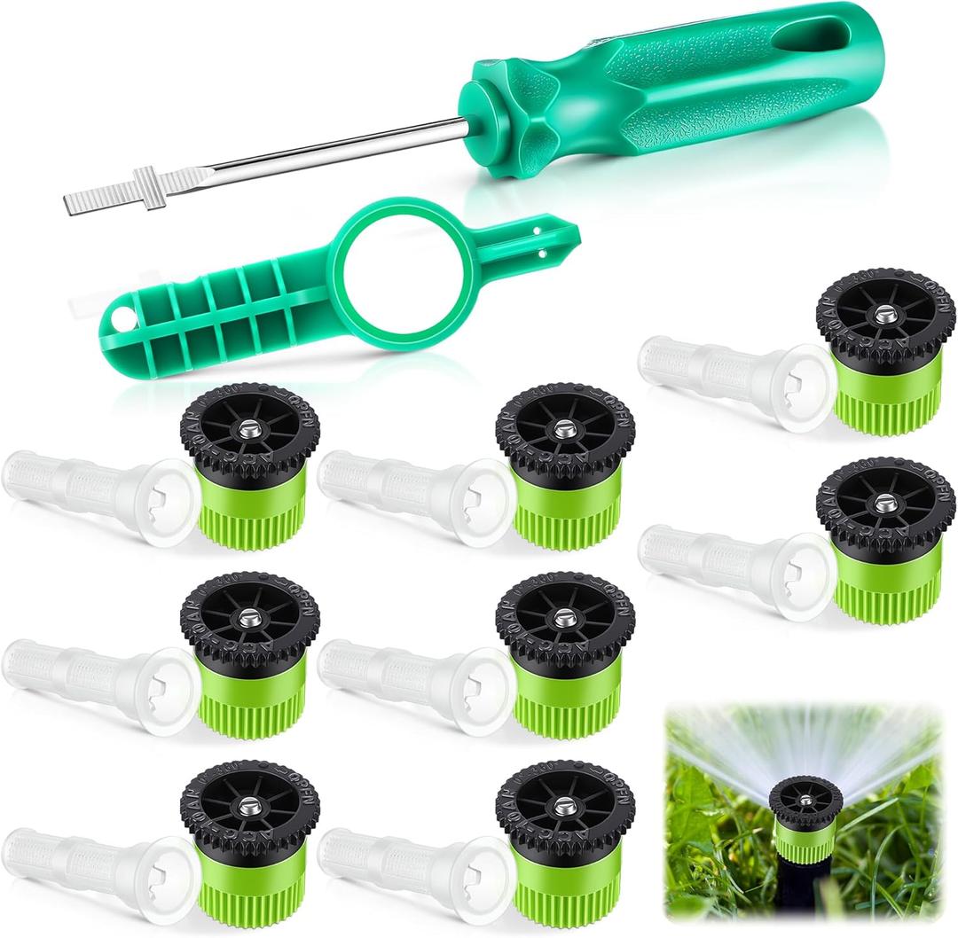 18 Pieces Sprinkler Nozzle Tool Kit Compatible with RainBird/Hunter Pop up Sprinkler Includes Variable Arc Nozzle with Filter &Sprinkler Rotor Adjustment Tool for Lawn Irrigation System(10Van)