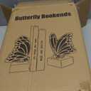 Vintage Brass Butterfly Bookends,Resin Book Ends for Shelves,Heavy Duty Decorative Bookends,Creative Book Stopper Holder Decor for Desk Home Office,Shelf Decoration,Gifts for Mother's Day