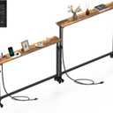 2 Pack Behind Couch Table with Outlet, Light Rustic Brown, 5.9"Wx78.8"L