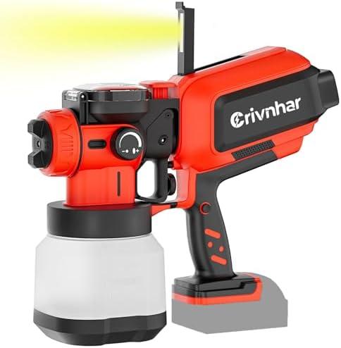 Cordless Paint Sprayer 70000RPM Compatible for Milwaukee 18V Battery, 1200mL Handheld HVLP AUTO Paint Sprayer with Brushless Motor for Home Furniture Deck Ceiling Cabinets Fence Door(No Battery) 