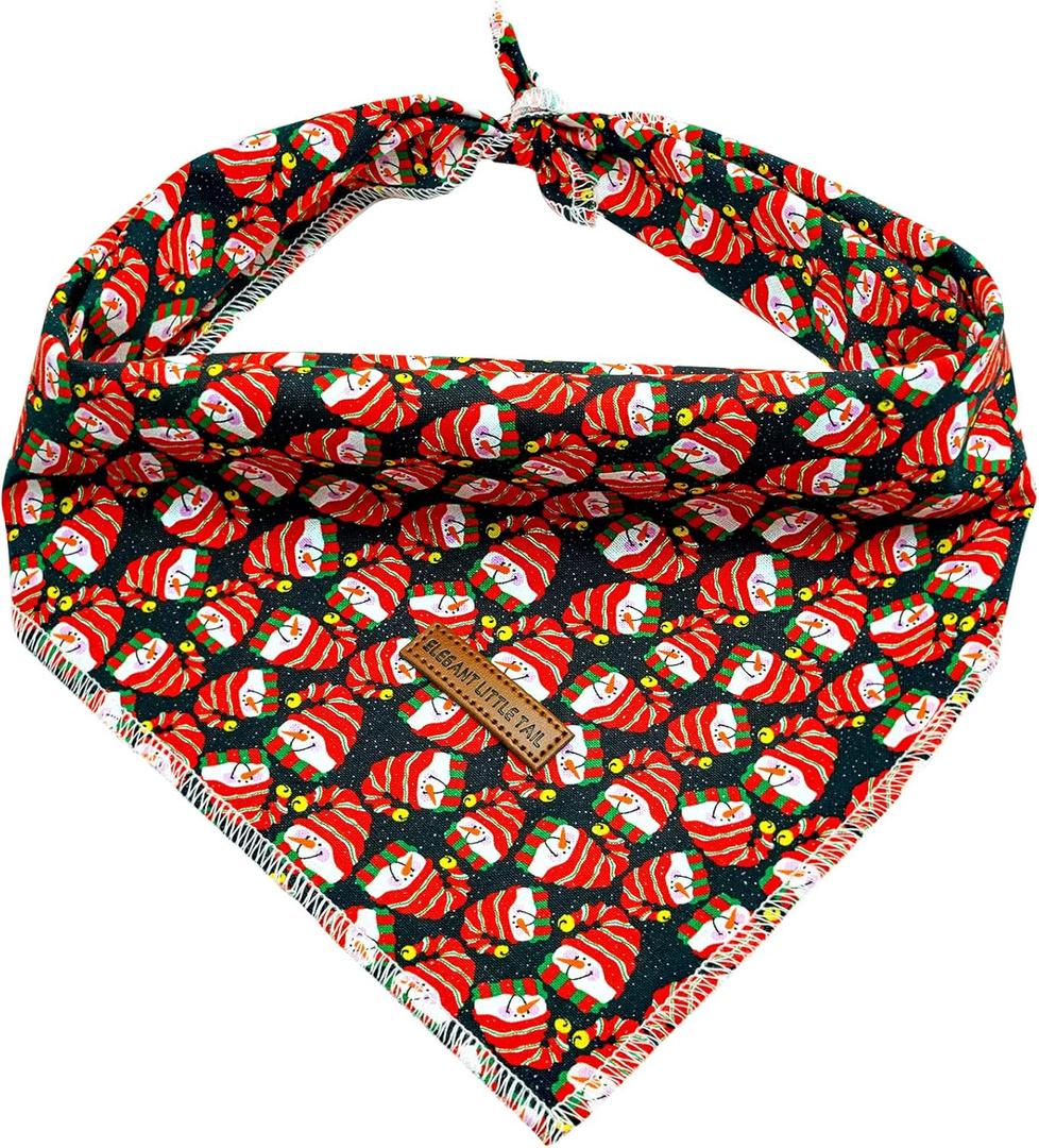3 x Elegant little tail Christmas Dog Bandana, 1Pack Holiday Dog Scarf Dog Bandana Winter Adjustable Dog Scarf Handkerchief Boy Girl Dog Bibs Scarf for Square Dog Kerchief for Small Large Dogs (Snowmen)