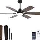 Ceiling Fans with Lights, 52 Inch Ceiling Fan with Light and Remote, 3CCT Dimmable, 6 Speed Reversible DC Motor,6 Blades Modern Brown Ceiling Fan for Bedroom, Indoor/Outdoor Use