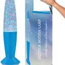 Vanful 13 Inches Blue Glitter Lamp with Hexagonal and Pentagonal Sparkles Large Adored by Adults and Kids for Years, Glitter Blue Night Light for Boys Girls Bedroom Office Decor, Relaxing