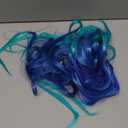 Colored Hair Extensions, 22 Inch Straight Clip in Hair Extension Body Face Hair Glitter Multi Color Rainbow Pink Red Hairpiece Extensions for Kids Girls Women (Glitter+Ombre Royal Blue Aquamarine)