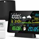 Wireless Rain Gauge and Weather Station, Digital Rain Gauge Outdoor Home Weather Station with Thermometer, Hygrometer, Atomic Clock, Weather Forecast and Barometer, Weather Station with Rain Gauges