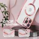 Misea Magnetic for iPhone 16 Pro Case Compatible with MagSafe [Never Yellowing] [Military Grade Drop Protection] Full Camera Lens Protector Plating Soft Clear Phone Case for Women 6.3", Pink