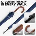 Royal Walk Large Umbrella for 2 Persons, Navy Blue, 54 Inch, Windproof, Auto Open, Wooden Handle, Drying, Strong 16 Ribs, Travel 120cm