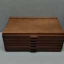 VISWIN 6-Drawer Art Supply Storage Organizer, Beech Wood Artist Storage Box with Removable Dividers, Portable Art Box for Paints, Brushes, Pencils, Pens, Pastels - Walnut