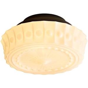 Milk Glass Schoolhouse Ceiling Light - Small 12 Inch Vintage Mid Century Modern Flush Mount Lighting Fixtures - Antique Art Deco Lamp for Hallway Bedroom Kitchen Entryway Laundry Foyer Bathroom Hall