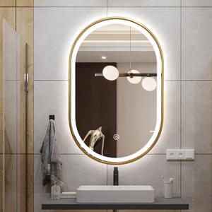 40"x24" Oval LED Bathroom Mirror, Oval Lighted Vanity Bathroom Mirror with Gold Frame Anti Fog Smart Mirror with 3 Colors Dimmable for Makeup, Frontlit, Waterproof Horizontal/Vertical