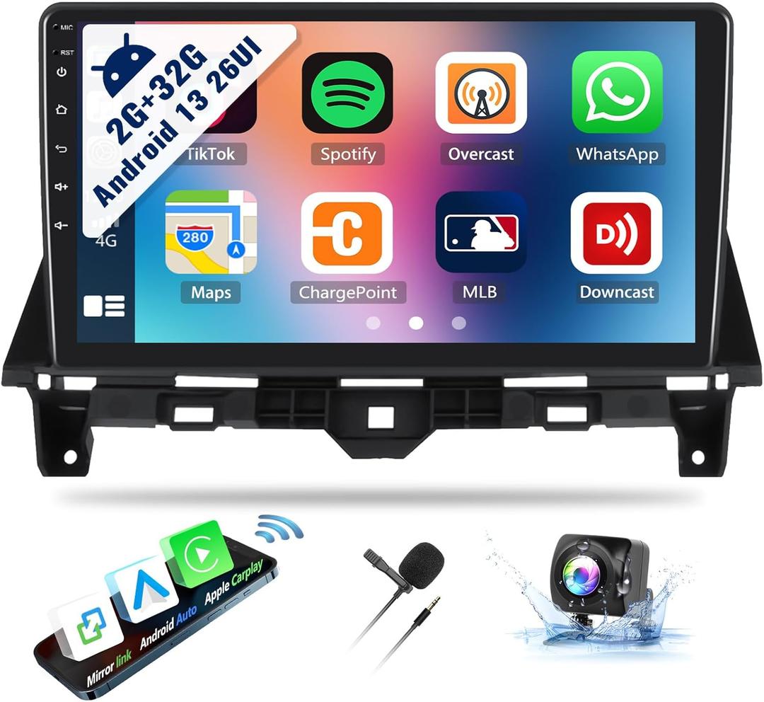 Android Car Stereo Radio for Honda Accord 8th 2008-2013 2G+32G 10.1 Inch Touch Screen with Wireless CarPlay Android Auto Mirror Link 26UI Bluetooth GPS Navigation WiFi EQ FM RDS Backup Camera MIC
