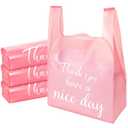 Harloon 200 Pcs Thank You T Shirt Bags Plastic 12'' x 20'' Reusable and Disposable Bags for Small Businesses Grocery(Pink)