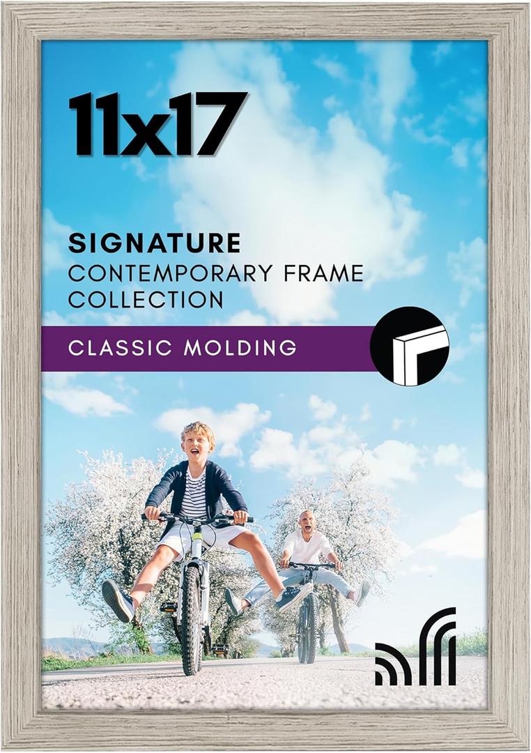 Americanflat 11x17 Picture Frame with Shatter-Resistant Glass - Signature Collection - Gallery-Style Frames Made of Engineered Wood - Photo Frame for Wall Display - Driftwood