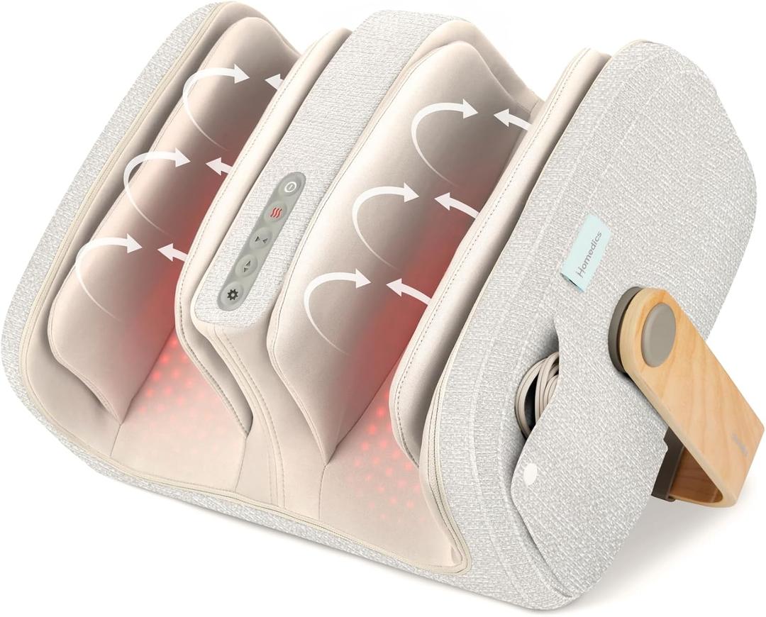 Homedics Luxe Comfort Foot Massager & Calf Massager with Heat, Shiatsu, Deep Kneading, Air Compression, Circulation Boost, Relaxation, Adjustable Modes, Post-Workout Recovery