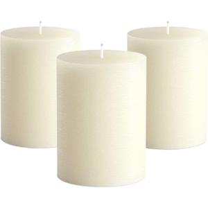 Melt Candle Pillar Candles, 3 Pack - Unscented Candles for Home, Church, Weddings, & More - 3" x 4", Ivory