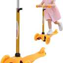 ChromeWheels Mini Scooter for Toddlers, Deluxe 3-Wheeled Scooters for Kids, 4 Adjustable Height Glider with Kick Scooters, Lean-to-Steer with LED Light-Up Wheels for Ages 3-6 Girls Boys (Yellow)