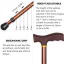 Cane with Seat for Men 265 lbs Capacity, Large Seat Board Height Adjustable Foldable Walking Cane with Seat, Cane and Chair Dual-use for Elderly Men, Adults and Convalescent People