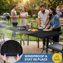 Fitted Table Cloth Rectangle Table 42x72 Inch-2 Pack Black Elastic Spandex Table Cover-Small Stretch Folding Table Cloths Topper Cap for Kitchen Dining Picnic Patio Outdoor Party Tables