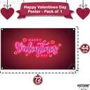 KatchOn, Happy Valentines Day Banner - XtraLarge 72x44 Inch | Neon Valentines Day Backdrop, Valentines Day Decorations | Valentines Backdrop for Photography | Valentines Banner, Valentines Decorations