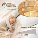 20" Boho Caged Ceiling Fan with Light - Flush Mount, Low Profile, Remote Control, 6 Speeds for Bedroom, Living Room, Kitchen