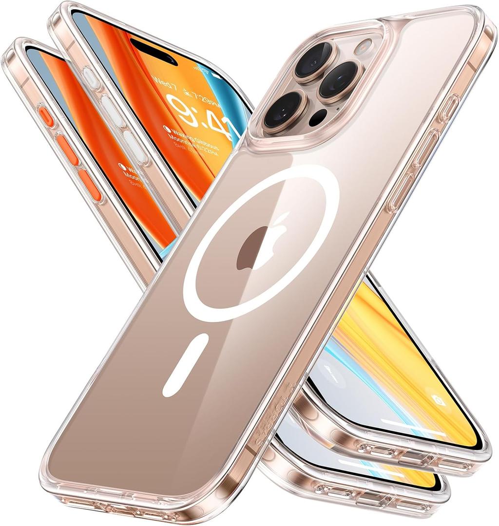 TORRAS Magnetic Shockproof for iPhone 16 Pro Max Case, [4X Military-Grade Protection] [Compatible with MagSafe] Translucent Case for iPhone 16 Pro Max Anti-Scratch Guardian 6.9", Clear