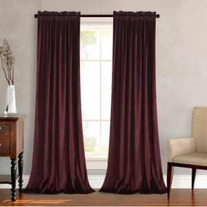 Roslynwood Super Soft Gold Brown Velvet Curtains Blackout Curtain Thermal Insulated Curtains for Bedroom Living Room DarkeningLuxury Drapes Privacy, Gold Brown, W52 x L90 inches, 2 Panels (52"W x 90"L (Pack of 2), Ruby Wine)
