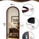 Delma Arched Full Length Mirror, Free Standing Floor Velvet Finish Frame Mirror for Leaning or Hanging, Soft Touch Bedroom & Living Room Decor, Brown