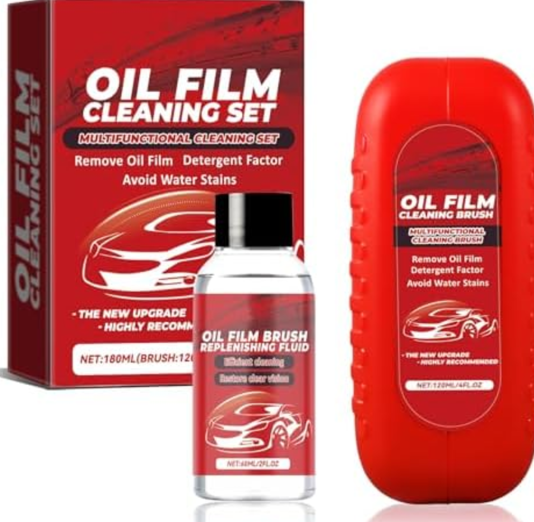 Pack of 3 Automotive Oil Film Cleaning Brush, Professional Oil Film Cleaning Brush for Car Windows, No Damage to The Body, Highly efficient and Powerful Removal Oil Film and Coating, 6.23 Fl Oz