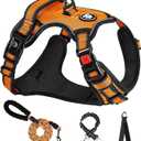 NESTROAD No Pull Dog Harness,Adjustable Oxford Dog Vest Harness with Leash,Reflective No-Choke Pet Harness with Easy Control Soft Handle for Small Medium Dogs(Medium,Orange) (Mneck 13-17" chest 17-25")