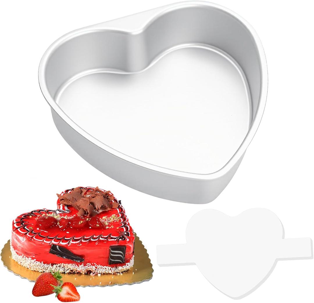 3 x 6 Inch Heart Shaped Cake Pan with 50 Pieces Parchment Paper,Non-stick Aluminum Heart Cake Pan Baking Tin for Birthday Wedding