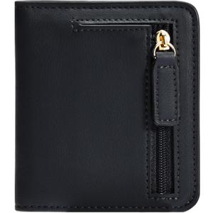 Gostwo Small Wallet for Women, Slim Bifold Credit Card Holder, Compact RFID Blocking Cash Wallet, Billfolds Thin Leather Zipper Pocket, Mini Wallet Gift for Ladies Teen Girls Travel with ID Window (Black)