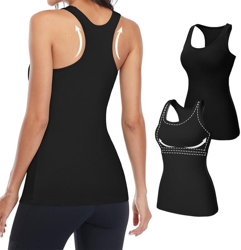 beautyin Women Tank Top with Shelf Bra Racerback Workout Yoga Tops Undershirt (Large)