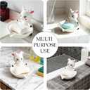 Cute Rabbit Shape Self-Draining Ceramic Soap Dish for Bathroom, Kitchen, Sink & Shower, Easy to Clean, Keeps Soap Dry, Durable & Stylish Cartoon Design, Perfect for Home Dcor.