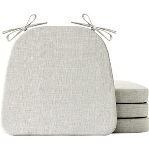IASEAHK Chair Cushions for Dining Chairs Set of 4, Non Slip Kitchen Chair Pads, 17" x 16" x 2", Indoor Dining Chair Cushions with Ties, D-Shaped Seat Cushions for Kitchen Chairs, Beige