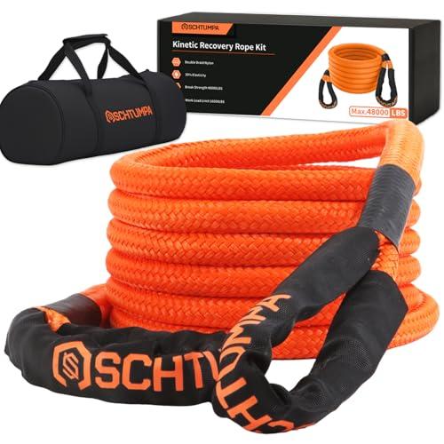 Kinetic Recovery Tow Rope, 1in x 30ft, 48000Lbs, Heavy Duty Towing Straps Kit for SUV UTV ATV Tractor Car Jeep 4x4 Offroad Vehicle
