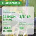 14 Inch Chainsaw Chain, 3/8" LP Pitch, .043'' Gauge, 50 Drive Links - 61PMM3 50 Fits STIHL MS170, MS180C, MS193T, MS194T - 36100050050, R50 (3 Chains)