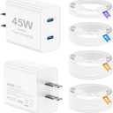 45W iPhone 17 16 15 Charger Fast Charging, 2Pack Dual Port USB C Charger Block with Long 60W 3/6/10/10FT USB C to C Cable, PD 3.0 Wall Charger Plug for iPhone 17/16 Pro Max/15 Series/iPad Pro