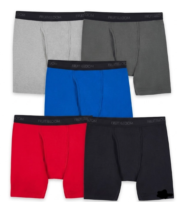 Fruit of the Loom Big Men's Cotton Stretch Boxer Briefs, 5-Pack, Small
