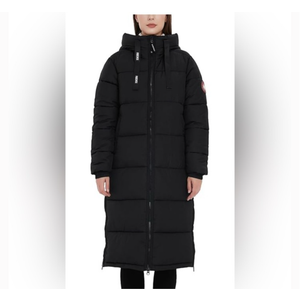 PUREMSX Womens Long Puffer Coat, Warm Thick Insulated Quilted Outdoor Windproof Hooded Jacket XS